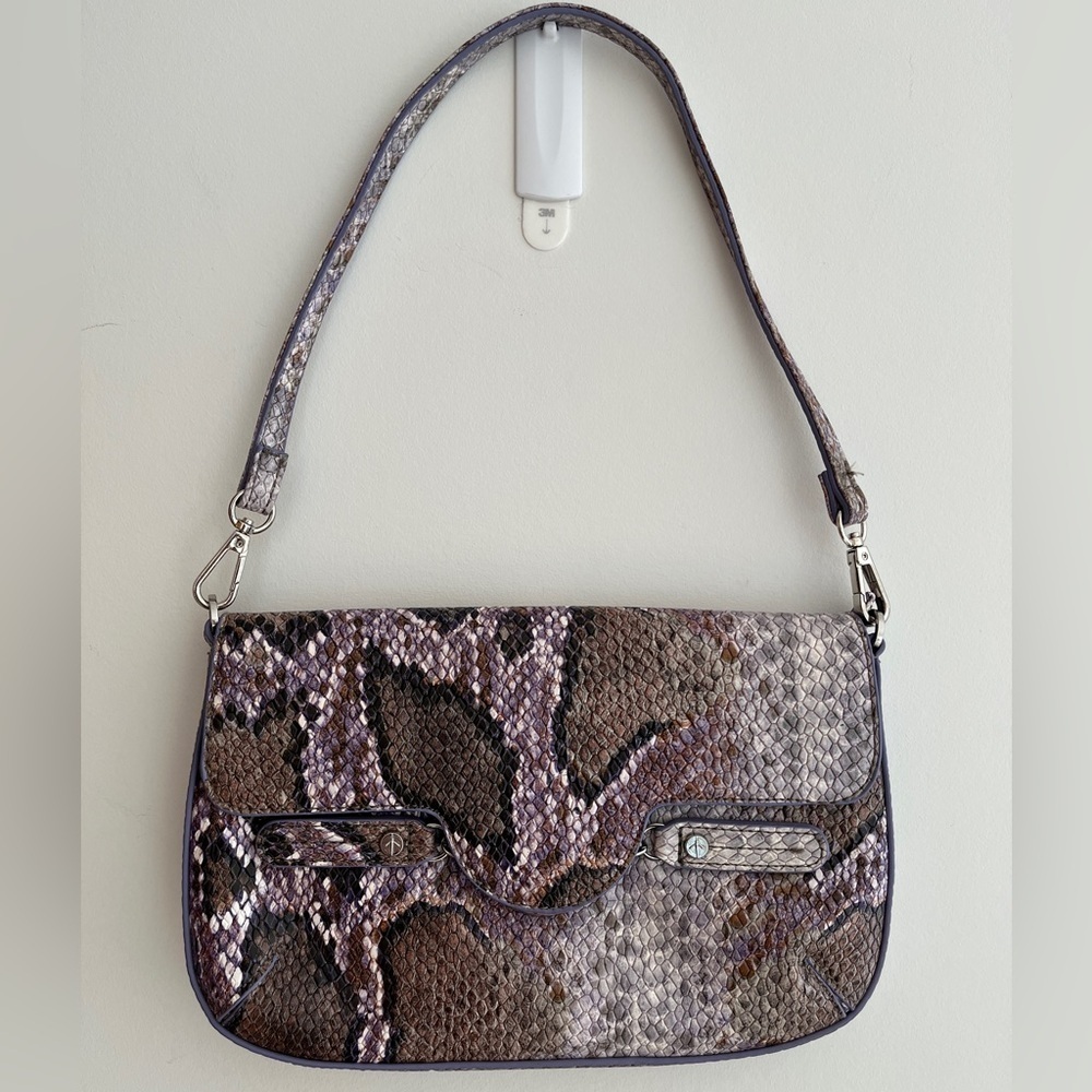 M BY MOSQUITOS Shoulder Bag Clutch Bag Faux Leather Textured Snakeskin Print